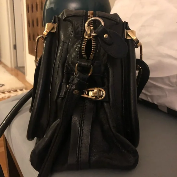 Chloe Black Shoulder Bag with Gold Accents - Picture 2 of 5